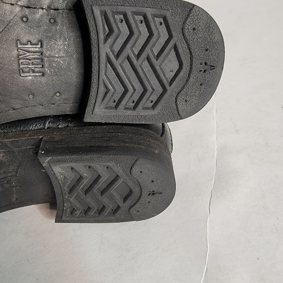 Frye Boots 6.5 Tyler Engineer Leather Booties Black Goth Punk Buckles Moto - Picture 9 of 10